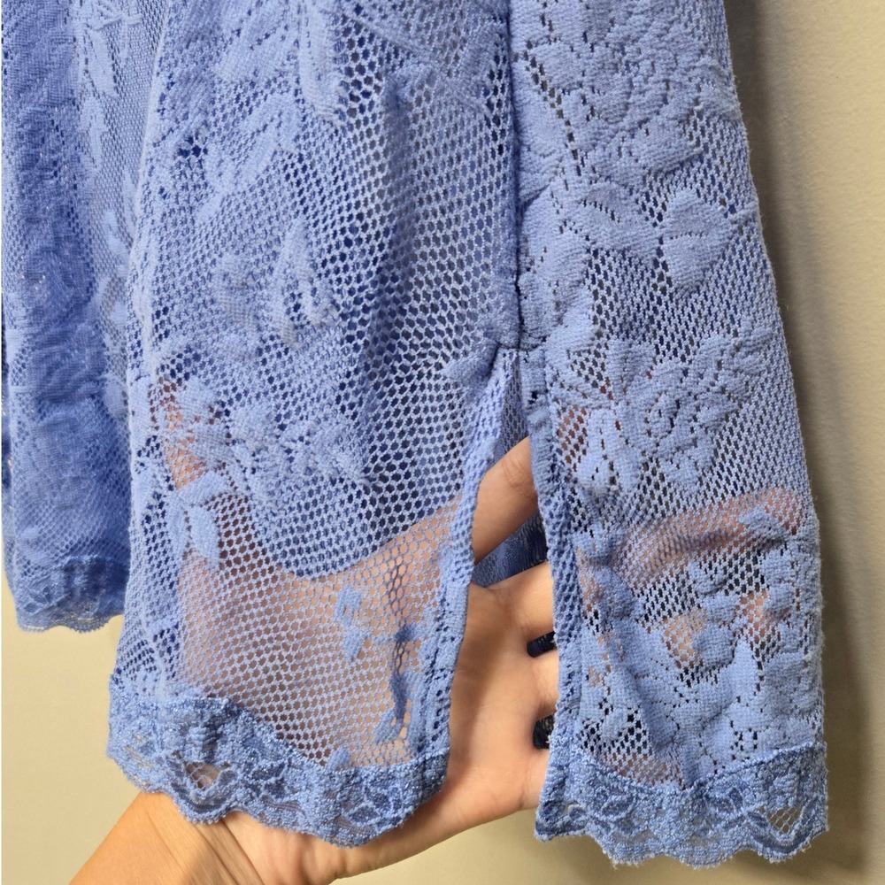 Vintage Y2K Victoria's Secret Cami Tank Top Small Blue Ombre Sheer Lace Coquette - Picture 6 of 8